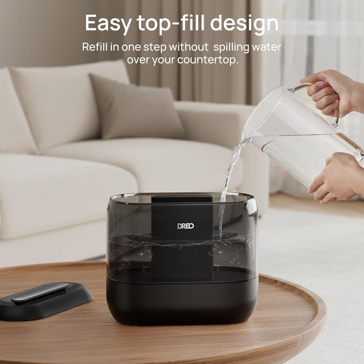 Dreo Humidifiers for Bedroom, 4L Top Fill for Large Room, 36H Runtime, 28 dB Quiet Supersized Cool Mist Air Humidifier for Baby Nursery, Plants, Indoor, Night Light, Easy to Clean & Fill, White