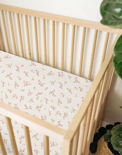 Muslin Bedside Bassinet Sheets 2 Pack, 33x20 Fitted Ultra Soft & Breathable Bedside Sleeper Sheets, Ideal for Baby Girl and Boy, Perfect for Newborns (Hopping Bunnies & Beige)