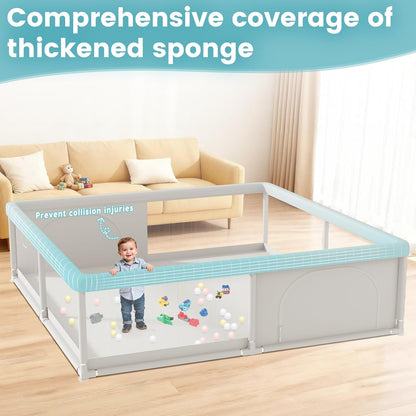 Hiaksedt Baby Playpen 50x50 Inch, Play Pens for Babies and Toddlers Baby Fence Play Yards for Indoor & Outdoor with Breathable Mesh Anti-Fall Playpen
