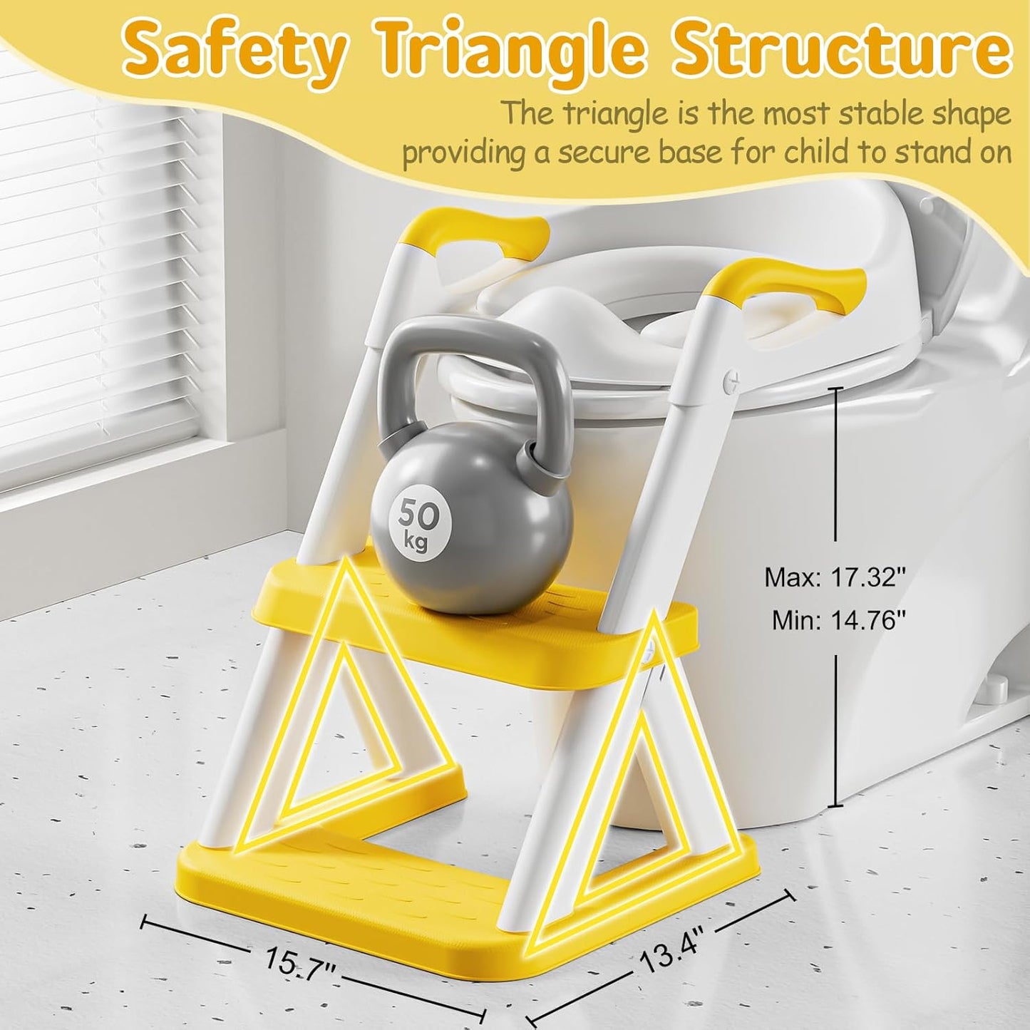Potty Training Toilet Seat with Steps, 2-in-1 Toddler Toilet Seat for Boys Girls with Splash Guard Soft Anti-Slip Pad,Grey