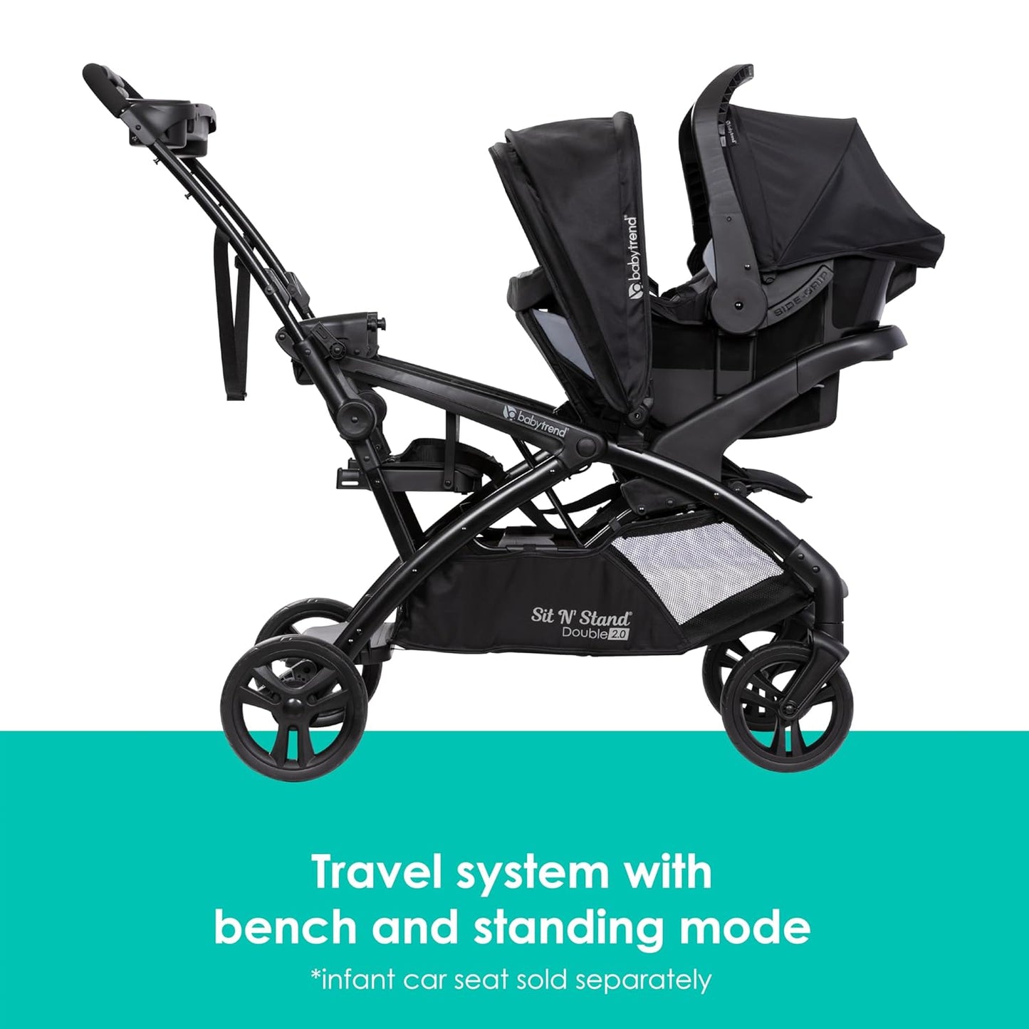 Baby Trend Sit N' Stand® Double 2.0 Stroller, Dash Black
