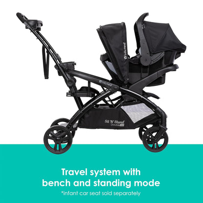 Baby Trend Sit N' Stand® Double 2.0 Stroller, Dash Black