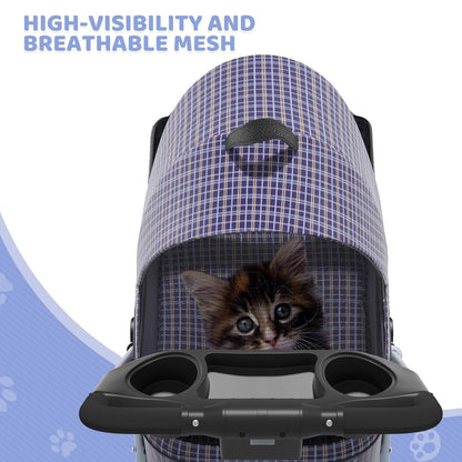 Magshion Compact Pet Stroller for Small-Medium Dogs/Cats up to 22lbs, 4-Wheel Lightweight Umbrella Shaped Portable Puppy Travel Jogger with Breathable Mesh, Cup Holder & Rear Storage, Black