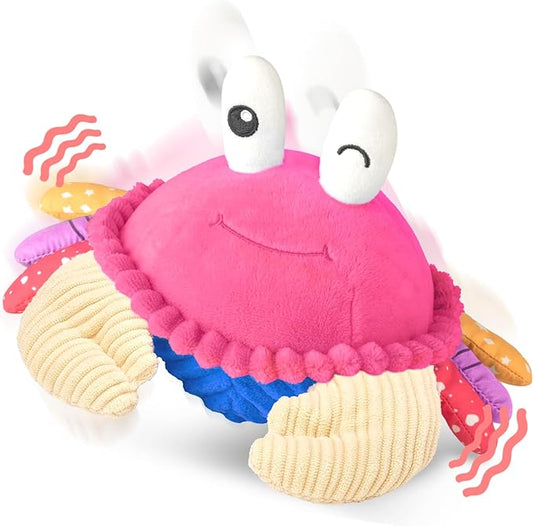 SAIMAND Pink Crawling Crab Baby Toy - Rechargeable Musical Plush Toys with 40 Songs & Voice Recorder, Sensory Toy for Infant Tummy Time, Soft Toy for 12-18 Months Girl, Gift for Toddlers 1-3