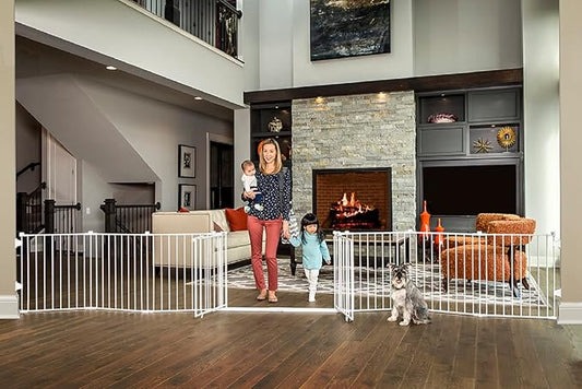 Regalo Safety 192" Double Door Super Wide Baby Gate & Play Yard, 8-Panel Adjustable Safety Gate for Doorways & Large Openings, Hardware Mounted Gate for Babies, Toddlers & Pets