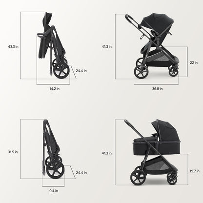Mompush Baby Stroller, Convertible 2-in-1 with Bassinet Option, Infant Car Seat Compatible, Includes Adapter - Sturdy Full-Size Infant Stroller for Family Adventures