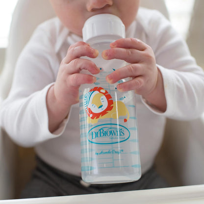 Dr. Brown's Milestones Narrow Sippy Bottle, 100% Silicone Soft Sippy Spout, 8oz/250mL, Flamingo & Bunny, 6m+