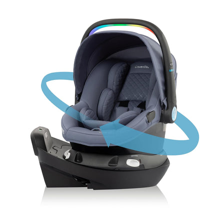 Evenflo Revolve180 LiteMax NXT Rotating Rear-Facing Lightweight Preemie and Infant Car Seat 3-30lbs. with SensorySoothe. Easy Install with Base (Agate Purple)