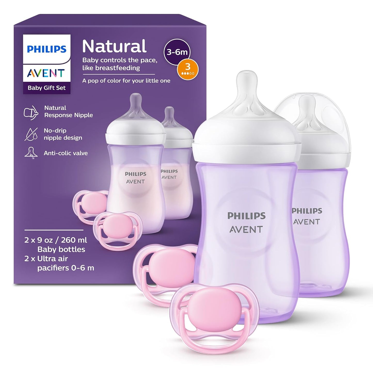 Philips AVENT Natural Baby Bottle with Natural Response Nipple, Teal Baby Gift Set, SCD837/02