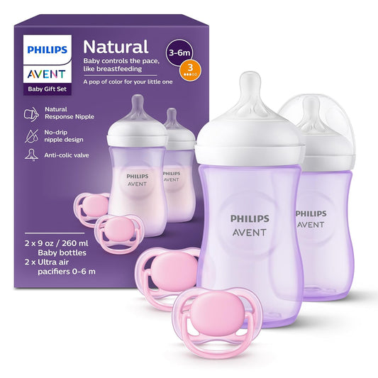 Philips AVENT Natural Baby Bottle with Natural Response Nipple, Teal Baby Gift Set, SCD837/02