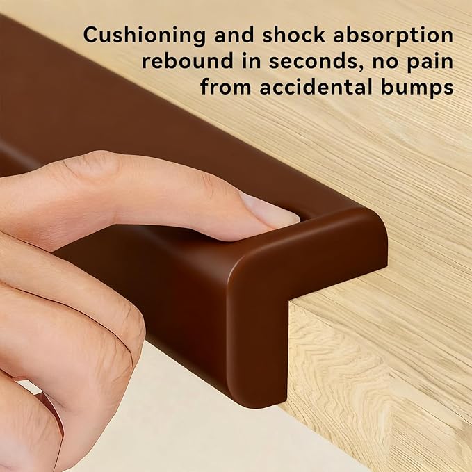Furniture Edge Corner Protector (16.7ft Edge 8 Corners), Baby Proof Bumper Guards, Soft NBR Safety Pre-Taped Rubber Foam for Table, Desk, Fireplace (Brown)
