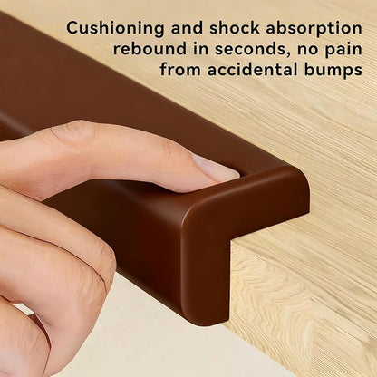 Furniture Edge Corner Protector (16.7ft Edge 8 Corners), Baby Proof Bumper Guards, Soft NBR Safety Pre-Taped Rubber Foam for Table, Desk, Fireplace (Brown)