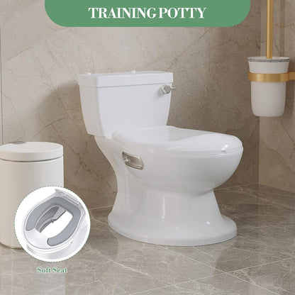 2-in-1 Toddler Potty Training Toilet, Training Potty Toilet for Baby, Realistic Flushing Sound for Boys & Girls Ages, Washable Split Potty Training with Soft Seat, with Wipes Storage, Paper Holder