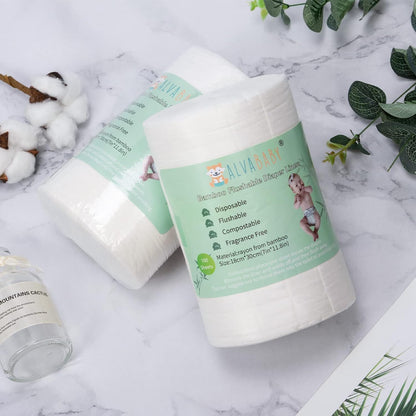 ALVABABY Diaper Liner for Baby Cloth Diapers Natural Soft Disposable Diaper Liners 11.8x7.1 Inch Fragrance Free Chlorine Free 400 Sheets