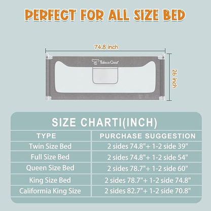 G TALECO GEAR Bed Rail for Toddlers, Stable Protective Bed Side Rails, Baby Bedrail Guard for Twin Full Queen & King Size Bed