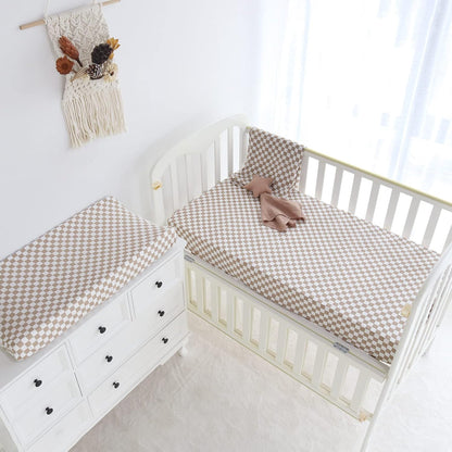 LifeTree Crib Sheets for Baby Unisex - Muslin Fitted Crib Sheets Toddler Bed Sheet, 70% Viscose from Bamboo and 30% Cotton, Fits Mini Crib & Pack and Play Playard, Bear, 26in x 38in