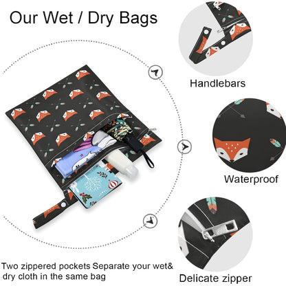 visesunny Bright Human Skull 2Pcs Wet Bag with Zippered Pockets Washable Reusable Roomy Diaper Bag for Travel,Beach,Daycare,Stroller,Diapers,Dirty Gym Clothes,Wet Swimsuits,Toiletries