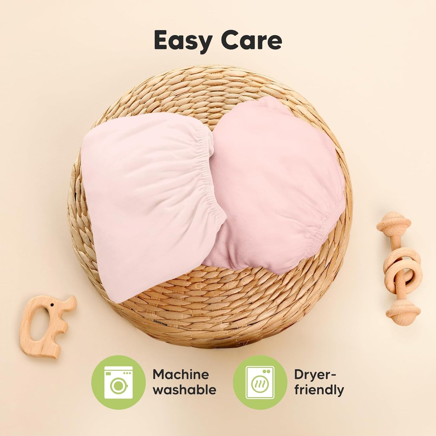 2-Pack Waterproof Pack and Play Sheets, Mini Crib Sheets Fitted for Boy, Girl - 38 x 26 Viscose from Bamboo Pack N Play Mattress Sheets for Graco, Toddler Playard Baby Crib Sheets Neutral (Blue Flax) - Colors B