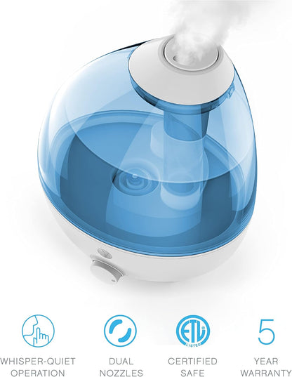 Pure Enrichment MistAire Ultrasonic Cool Mist Humidifier - Quiet Air Humidifier for Bedroom, Nursery, Office, & Indoor Plants - Lasts Up To 25 Hours