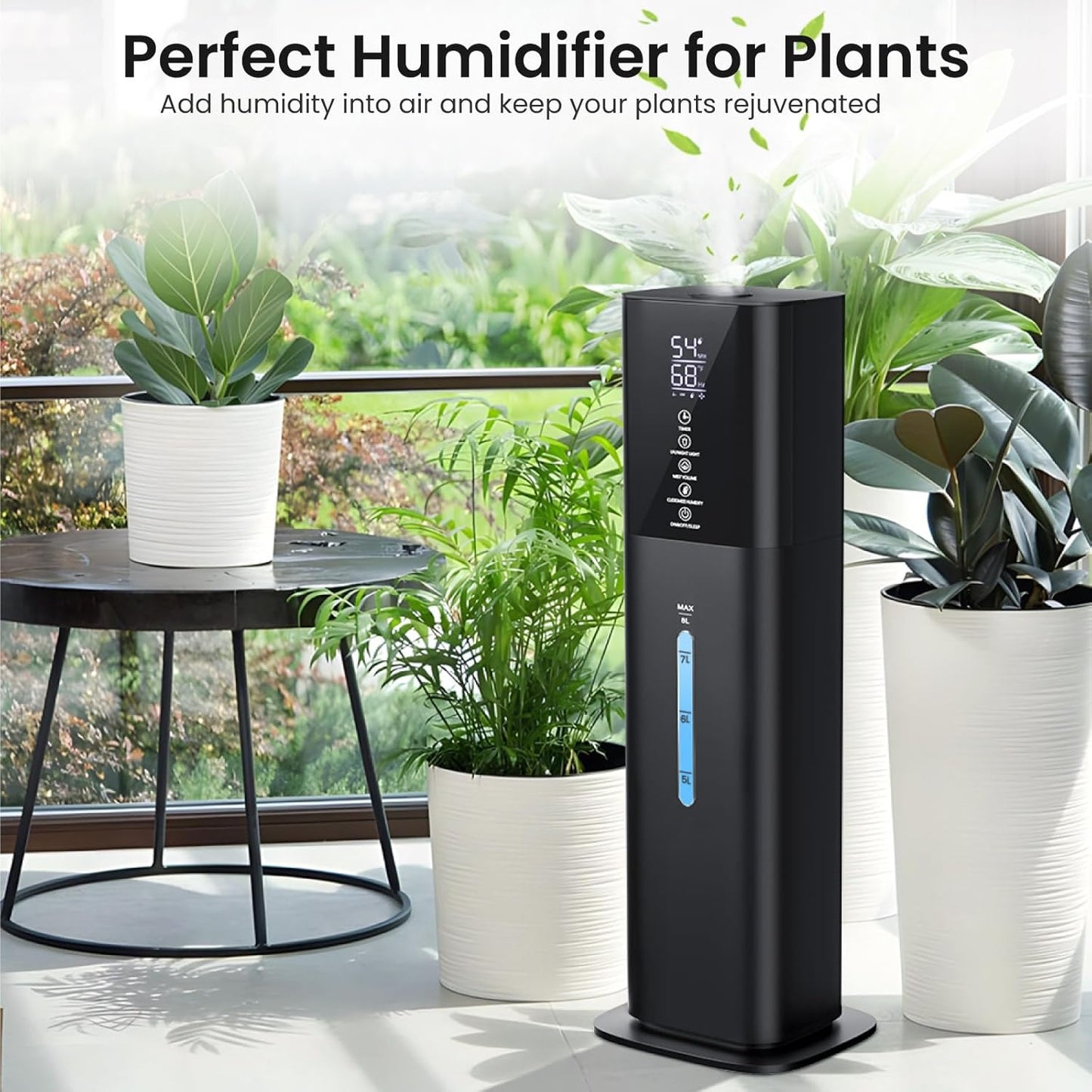 Humidifiers Large Room Bedroom with 7 Colors Light,Honovos 8L 2.1Gal Quiet Ultrasonic Cool Mist Topfill Humidifier with 360° Nozzle 3 Speed Humidistat Essential Oil Tray for Baby Home Plant Yoga Sleep