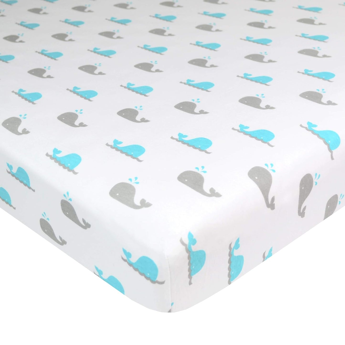American Baby Company 100% Natural Cotton Fitted Pack and Play Sheet 39" x 27" - Soft & Breathable Pack N Play Sheet for Playpen, Playard & Mini Crib Mattress, Navy Whale, for Boys & Girls