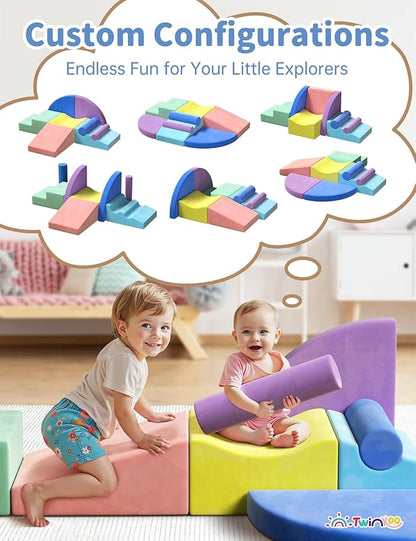 Twinkoo Extra Large 8-Piece Soft Climbing Toys for Toddlers, Foam Climbing Block Set with Jumbo Size, Boosts Motor Skills & Color Coordination, Safe Indoor Toy for Child Development