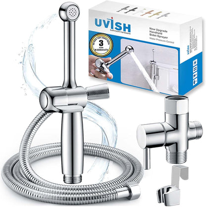 Handheld Bidet Toilet Sprayer, White Bidet Spray for Toilet, Cloth Diaper Sprayer with Backflow Preventer, Adjustable Water Jet Spray with 7.9" Long Wand