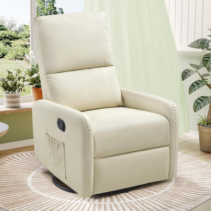 Jocisland Nursery Glider Chairs, Swivel Rocking Chair, Massage Rocker Recliner with High Back for Living Room Bedroom, Comfy Upholstered Modern Nursing Reclining Single Sofa, White Teddy