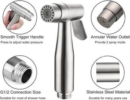 2 Function Cloth Diaper Sprayer,Biveah Stainless Steel Handheld Bidet Sprayer for Toilet Brushed Nickel, KXS004NA