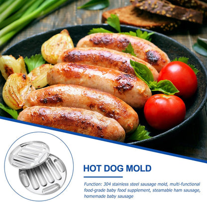 Hemobllo 8-Cavity Stainless Steel Hot Dog Mold 304 Food-Grade Non-Stick Bake & Steam Tray 10.2In for Family Breakfast, Party Snacks, Homemade Sausages