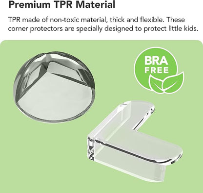 20 Pack Corner Guards Corner Protectors for Baby, Clear Furniture Corner & Edge Safety Bumpers for Table Edges & Sharp Corners - Baby Proofing Moonybaby (L- Shaped & Round Shape)