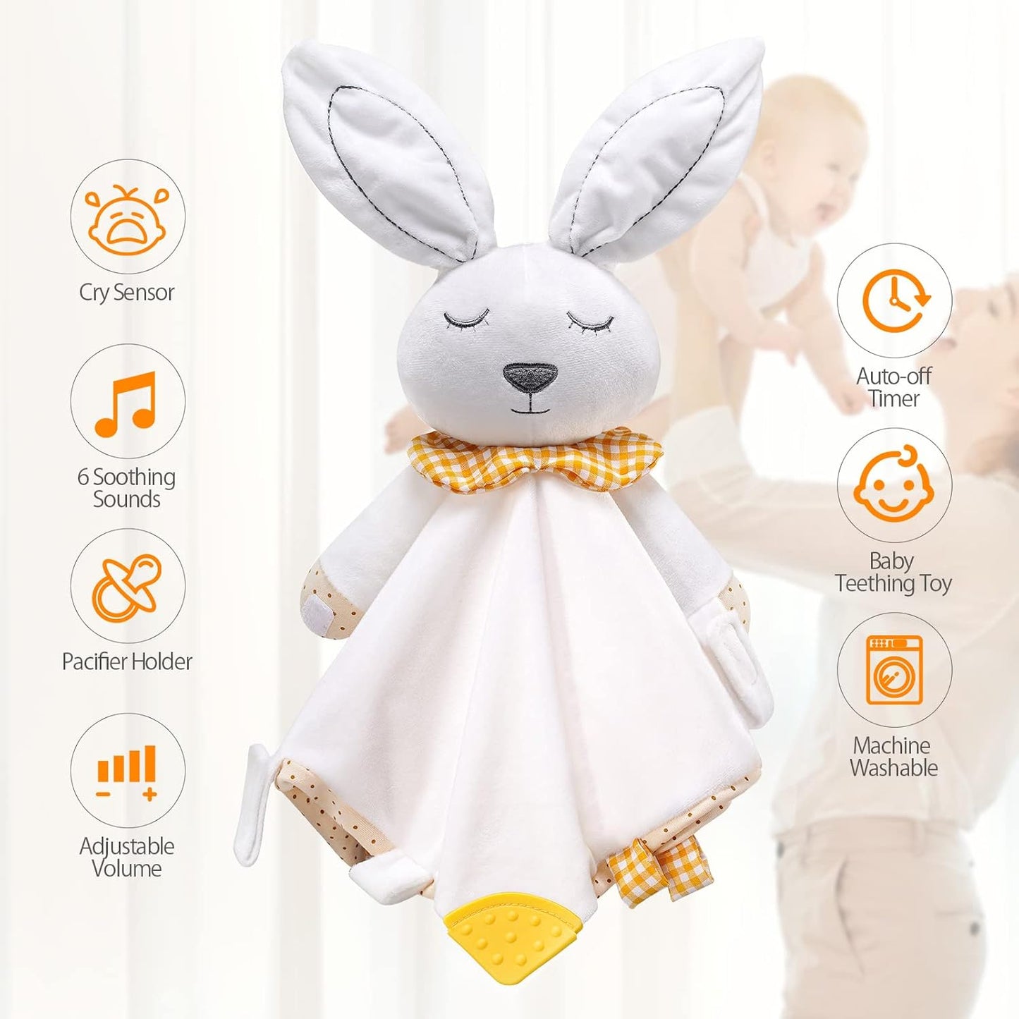 BEREST Unicorn Baby Sleep Soother 4-in-1 Sound Machine with Heartbeat & White Noise|Security Blanket & Pacifier Holder|Soothing Plush Toy for Newborns|Perfect Baby Registry Essential