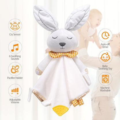 BEREST Unicorn Baby Sleep Soother 4-in-1 Sound Machine with Heartbeat & White Noise|Security Blanket & Pacifier Holder|Soothing Plush Toy for Newborns|Perfect Baby Registry Essential