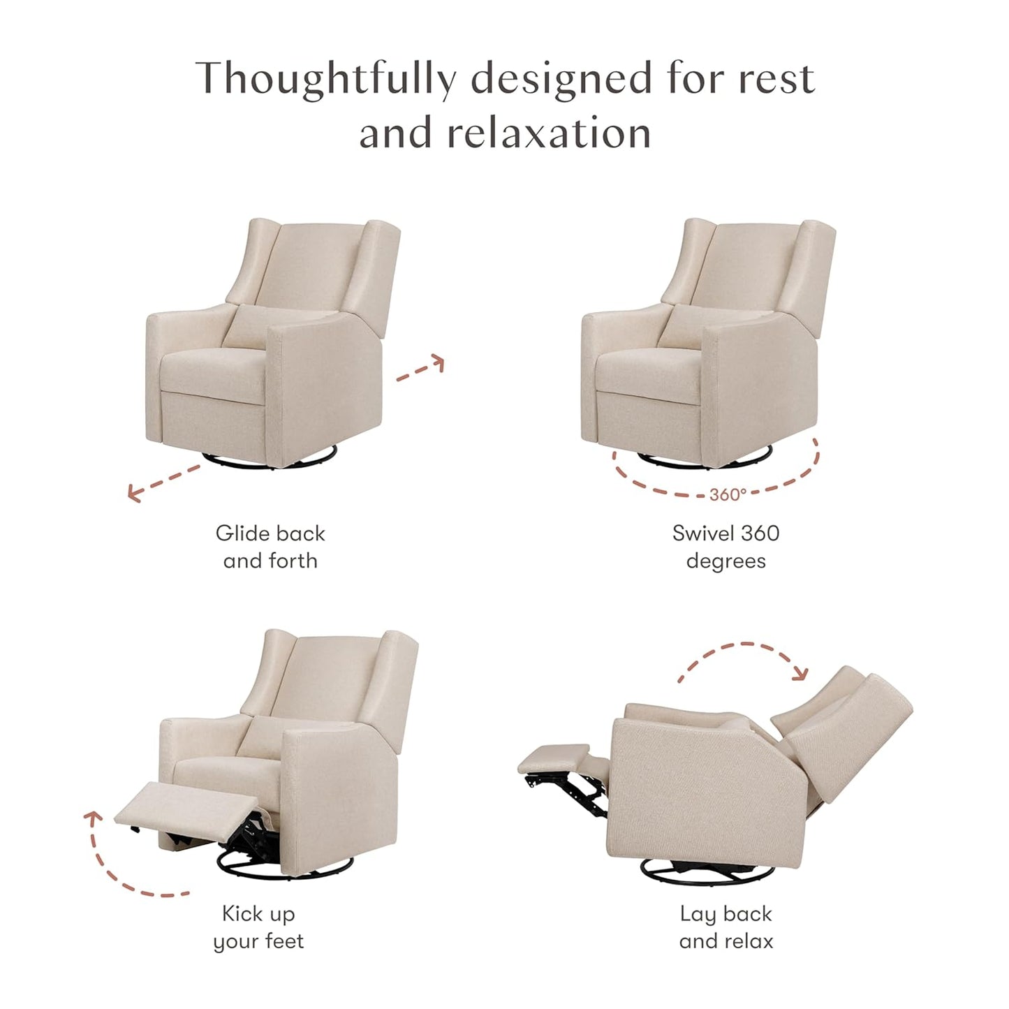 Kiwi Glider Recliner w/Electronic Control and USB | in Almond Teddy Loop w/Light Wood Base, Greenguard Gold Certified