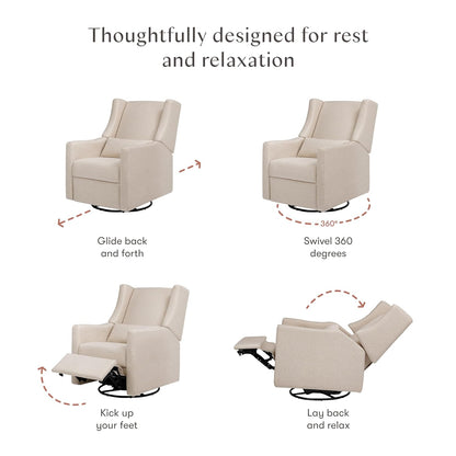 Kiwi Glider Recliner w/Electronic Control and USB | in Almond Teddy Loop w/Light Wood Base, Greenguard Gold Certified