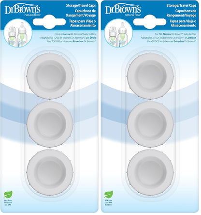 Dr. Brown's Narrow Storage/Travel Caps for Anti-colic Options+ Baby Bottles, fits 8 oz/250 mL and 4 oz/120mL, BPA-Free, 3-Pack