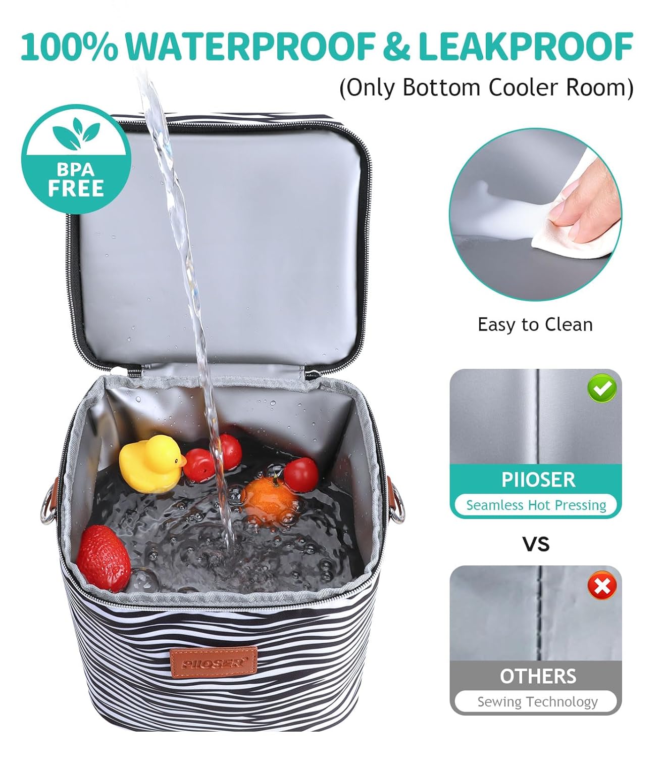 PIIOSER Breastmilk Cooler Bag with Ice Pack Fits 6 Baby Bottles Up to 9 Ounce, Insulated Baby Bottle Tote Bags, Double Layer Waterproof Leak-Proof with Shoulder Strap for Nursing & Working Mom (Grey)