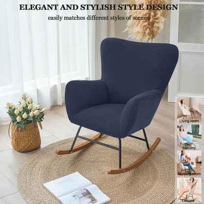 Levoberg Nursery Rocking Chair Cover Stretch Rocker Glider Chairs Cover Slipcovers Jacquard Rocking Accent Chair Cover Recliner Armchair Slipcover for Nursery Living Room Bedroom Office Black