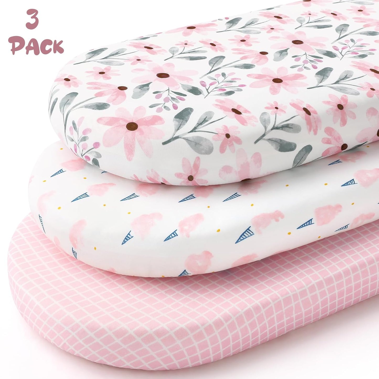 Yoofoss Pack and Play Sheets Fitted, Mini Crib Sheets 2-Pack for Pack N Play Mattress, Stretchy Playard Sheet, Soft and Breathable Green+Giraff