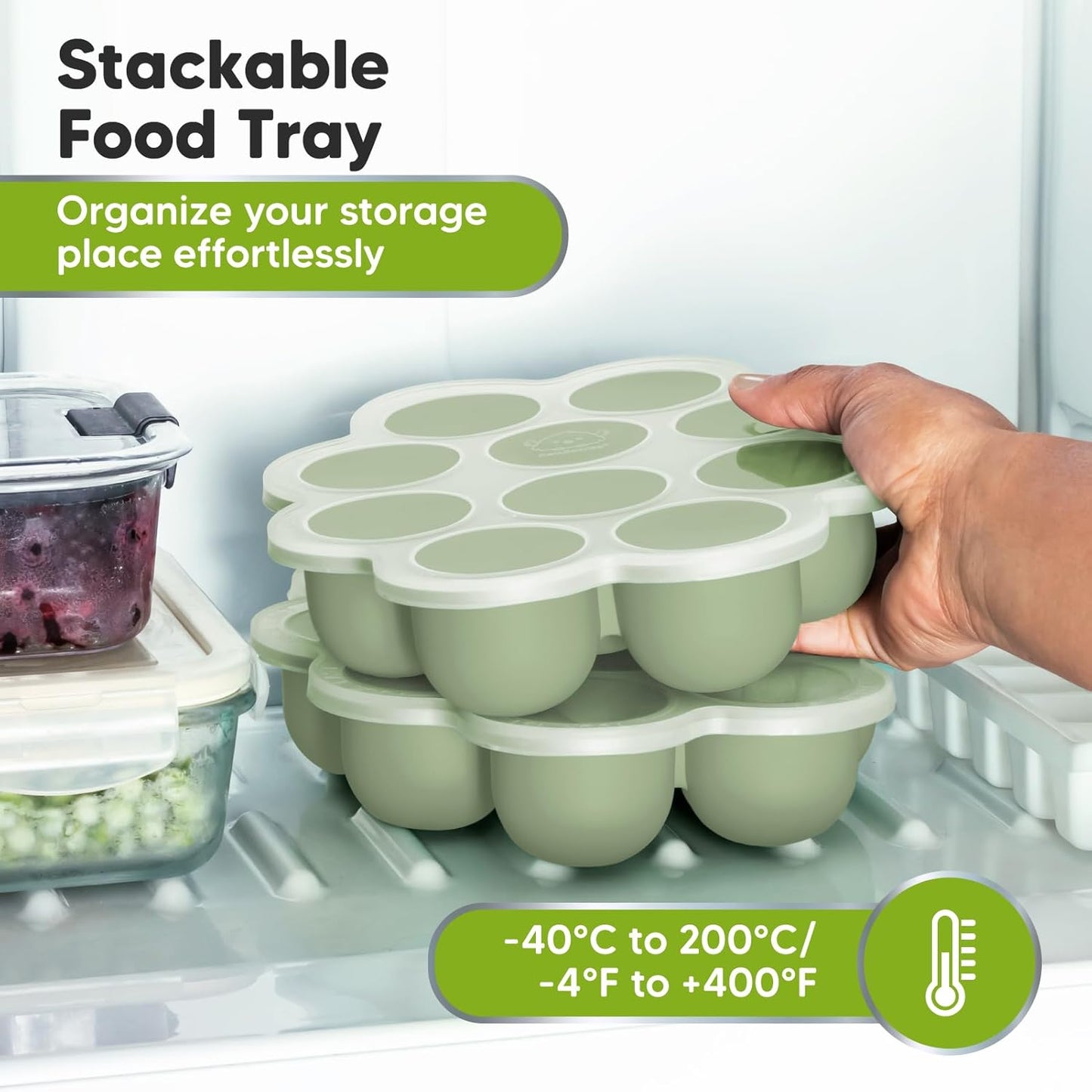 KeaBabies Silicone Food Freezer Trays with Lid, 2oz x 10 Pods Baby Food Storage Containers, Easy Puree Meal Prep, Breast Milk Silicone Freezer Molds, Dishwasher, Microwave Safe, BPA-Free (Chai Latte)
