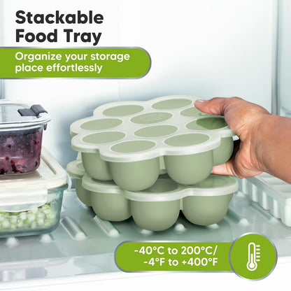 KeaBabies Silicone Food Freezer Trays with Lid, 2oz x 10 Pods Baby Food Storage Containers, Easy Puree Meal Prep, Breast Milk Silicone Freezer Molds, Dishwasher, Microwave Safe, BPA-Free (Chai Latte)