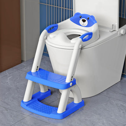 Potty Training Seat, SKYROKU Upgrade Toddler Toilet Seat for Kids Boys Girls, 2 in 1 Potty Training Toilet, Splash Guard Anti-Slip Pad Step Stool,New Sector-Shape Stabilized Base (8899+Grey)
