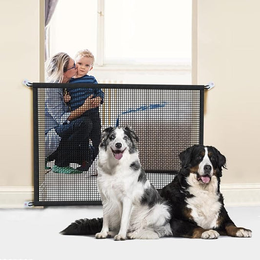 Dog Gate for Stairs Pet Gates for The House: Dogs Screen Mesh Gate for Doorways Stairways Indoor 29 inch Tall, 45 inch Wide, Fits Openings 40'' to 43'' Wide