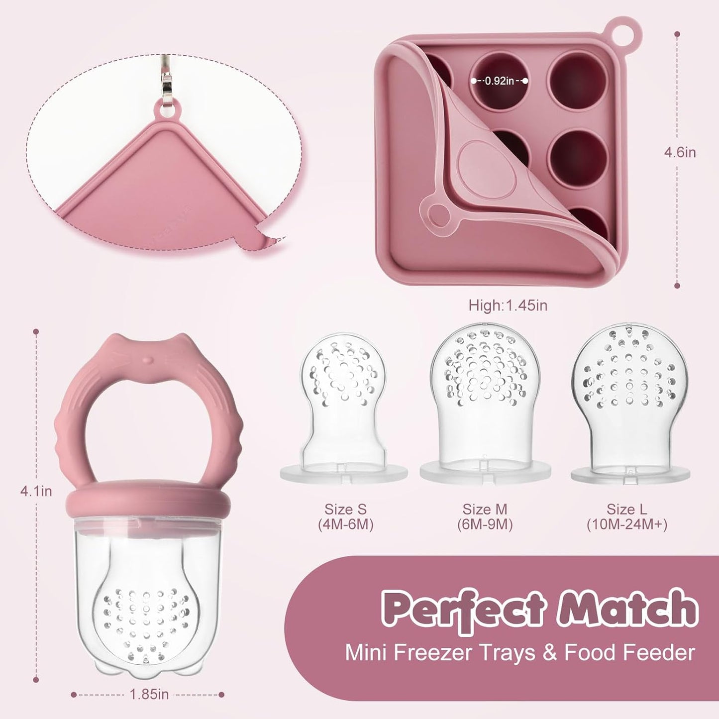 Baby Fruit Food Feeder Breastmilk Popsicle Molds, Silicone Food Freezer Tray for Cooling Teething Relief, Baby Food Feeder for Safe Infant Self Feeding, Includes 3 Extra Food Pacifier