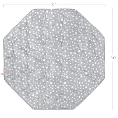 Octagon Playpen Mat Grey, Non Slip 8 Panel Playpen Mattress Mat Fits Regalo Extra Large Play Yard and hiccapop XL 69" Baby Playpen, Grey Star Octagon Playard Pad