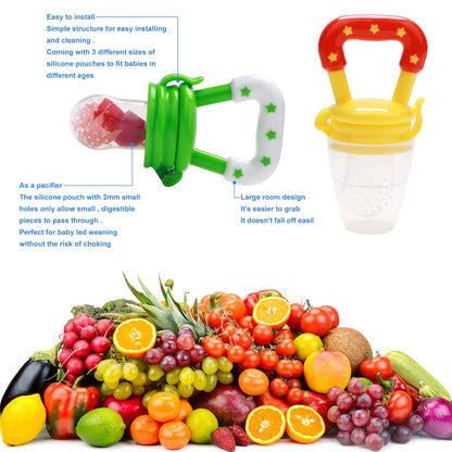 WAJIAYON Baby Fruit Feeder Pacifier | Infant Food Feeder Pacifier & Food Dispensing Spoon | Fresh Fruit Teethers for Babies | Silicone Feeder Baby,Mesh teethers for Babies Gifts for Boys and Girls