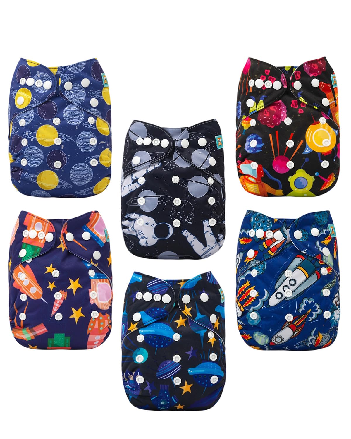 ALVABABY Baby Cloth Diapers 6 Pack with 12 Inserts Cloth Diaper Covers Adjustable Washable Reusable for Baby Girls and Boys