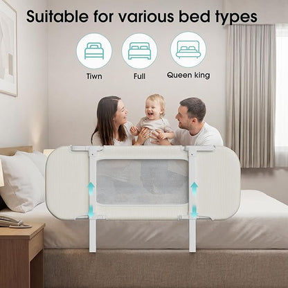 NUTIKAS 36" Bed Rails for Toddlers, Side Folding Baby Bed Rail Guard for Twin Bed, Collapsible Kids Bedrail for Travel & Home, Portable Safety Guard (Grey)