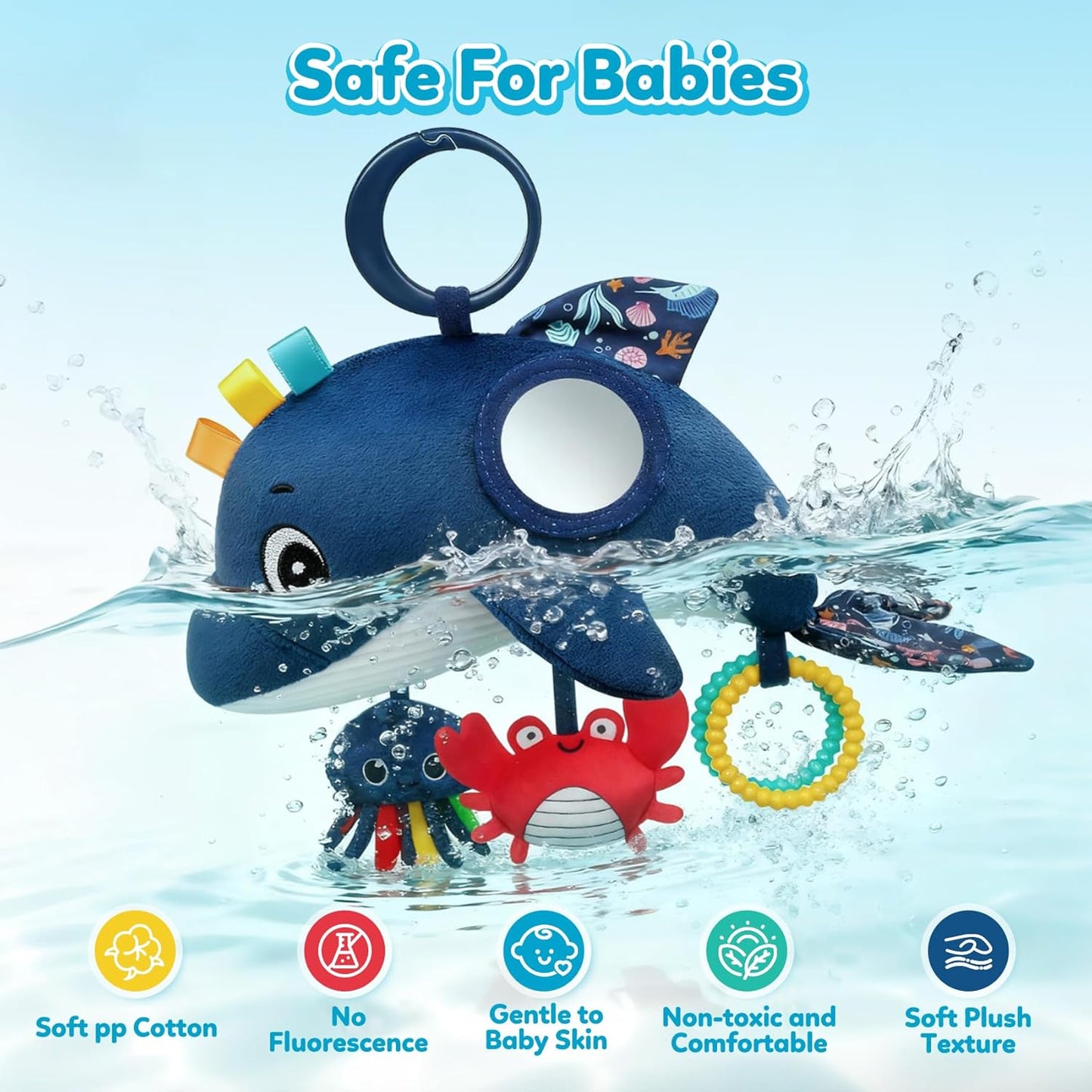 TSYAN Car Seat Toys for Babies 0-6 Months Boy,Baby Spiral Hanging Plush Activity Toys Thank You Gifts for Newborn 0 3 6 9 12 Months Baby Boys Girls