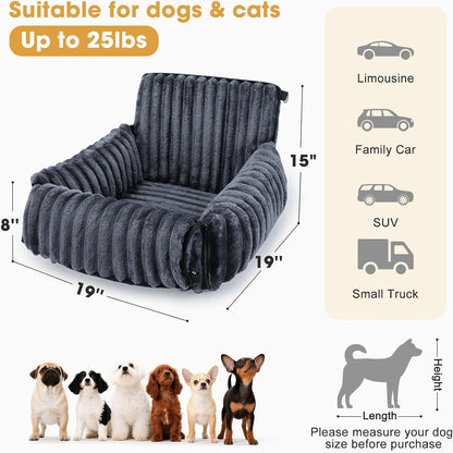 MIXJOY 6-in-1 Dog Car Seat for Small/Medium Dogs up to 25 lbs, Multi-Functional Dog Carrier for Car with Detachable Washable Cover, Pet Travel Bed with Clip-On Safety Leash, Beige